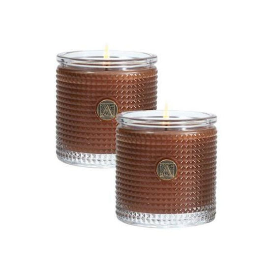 Scented Candle in Textured Glass | Cinnamon Cider | Set of 2