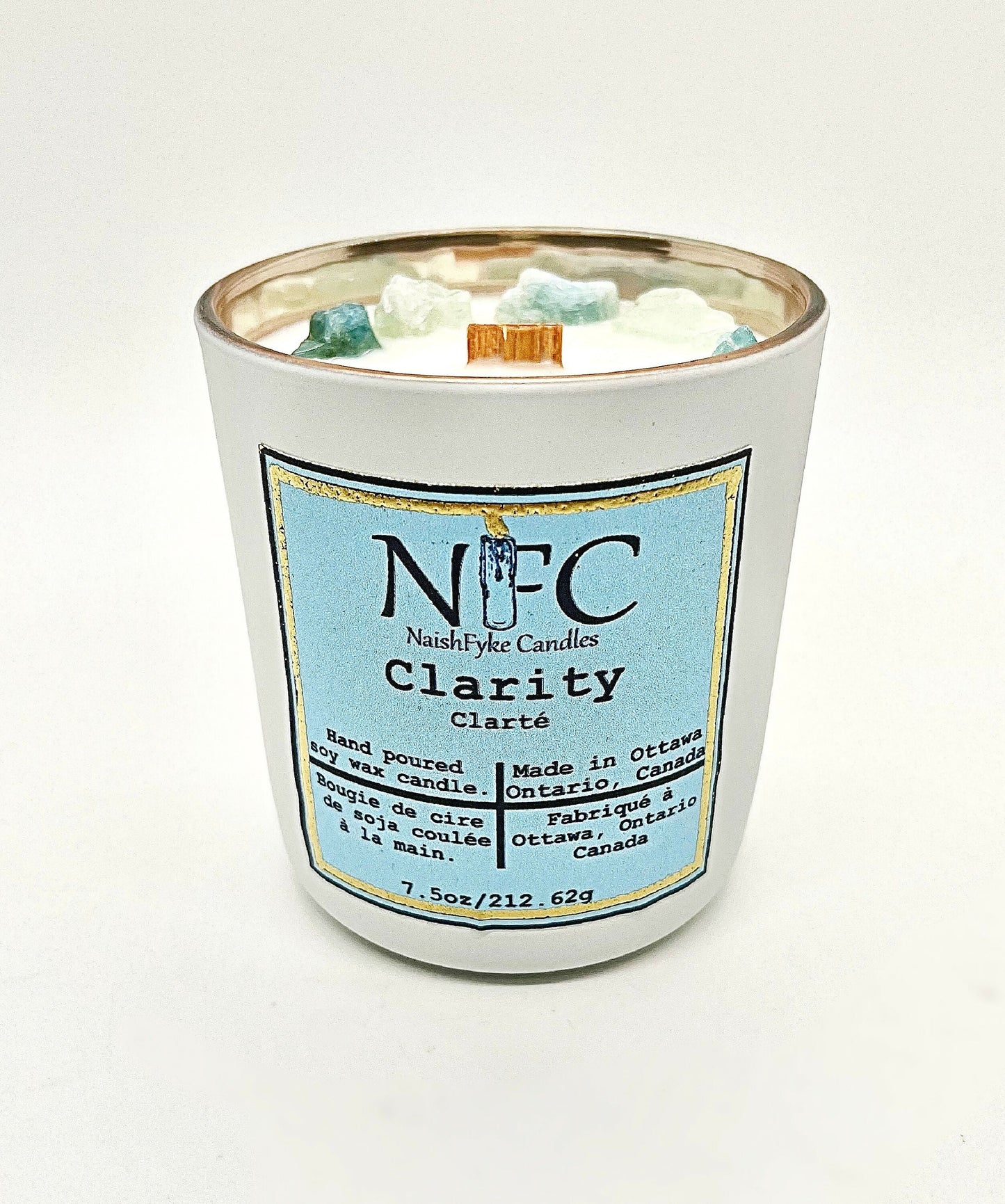 Clarity aquamarine crystal candle